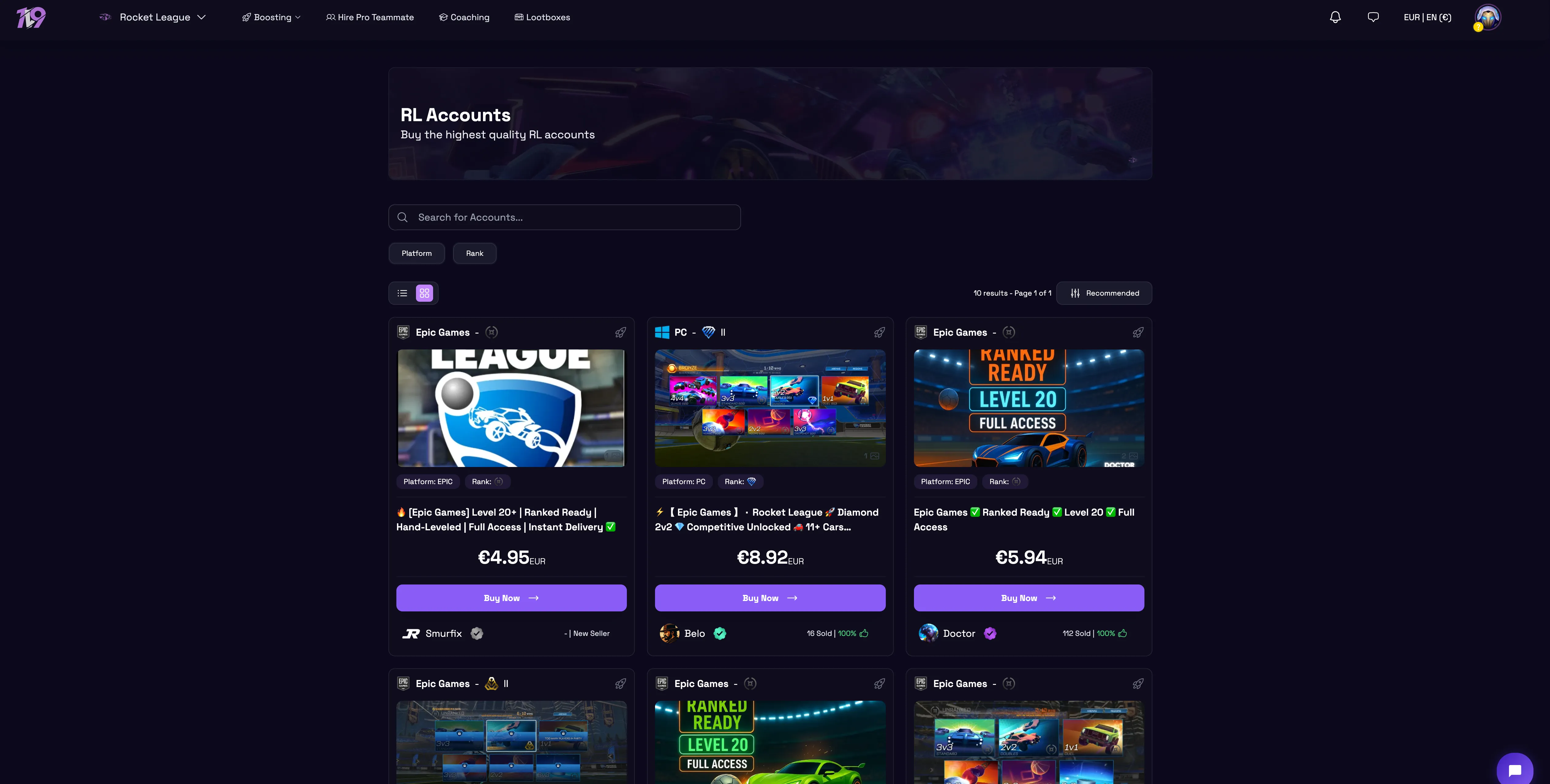 best sites to buy rocket league accounts